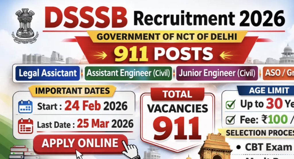 DSSSB Recruitment 2026: Apply Now for 911 Government Job Openings